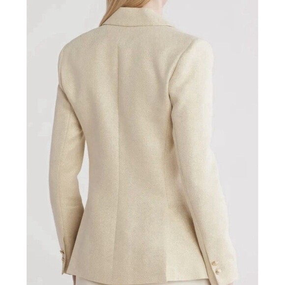 L’AGENCE Chamberlain Blazer Ecru Gold Shimmer Linen Blend Size 4 NWOT - Picture 2 of 11